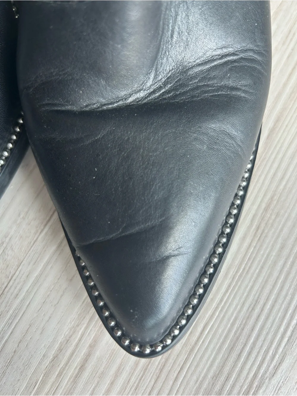 Halle Moto Buckle Booties Black 11M Leather Pointed Toe Side Zipper